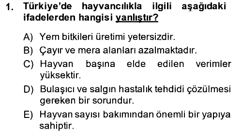 Temel Zootekni 2014-2015 Dönem Sonu Sınavı - 1. soru