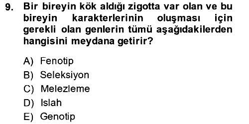 Temel Zootekni 2014-2015 Dönem Sonu Sınavı - 9. soru