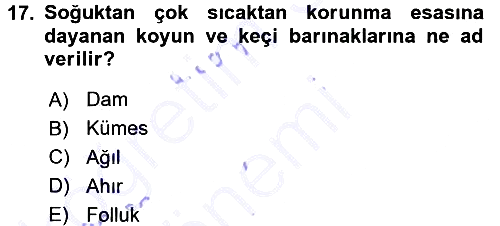 Temel Zootekni 2015-2016 Dönem Sonu Sınavı - 17. soru