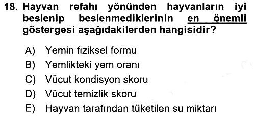 Temel Zootekni 2016-2017 Dönem Sonu Sınavı - 18. soru