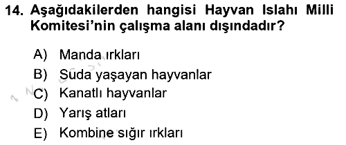 Veteriner Hizmetleri Mevzuatı ve Etik 2018-2019 3 Ders Sınavı - 14. soru