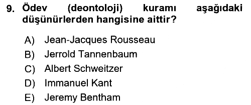 Veteriner Hizmetleri Mevzuatı ve Etik 2017-2018 Ara Sınav - 9. soru