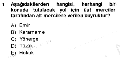 Veteriner Hizmetleri Mevzuatı ve Etik 2014-2015 Dönem Sonu Sınavı - 1. soru