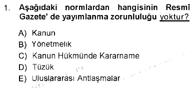 Veteriner Hizmetleri Mevzuatı ve Etik 2012-2013 Tek Ders Sınavı - 1. soru