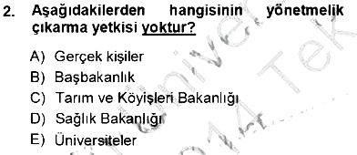 Veteriner Hizmetleri Mevzuatı ve Etik 2013-2014 Tek Ders Sınavı - 2. soru