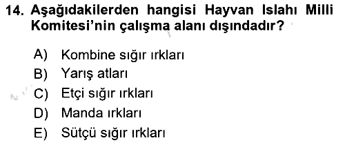 Veteriner Hizmetleri Mevzuatı ve Etik 2023-2024 Yaz Okulu Sınavı - 14. soru