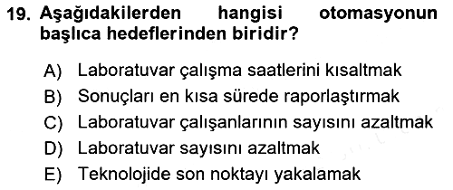 Veteriner Laboratuvar Teknikleri ve Prensipleri 2017-2018 Ara Sınav - 19. soru