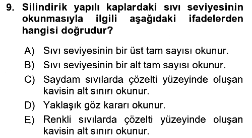 Veteriner Laboratuvar Teknikleri ve Prensipleri 2023-2024 Ara Sınav - 9. soru