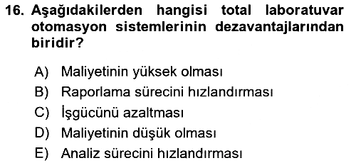 Veteriner Laboratuvar Teknikleri ve Prensipleri 2024-2025 Ara Sınav - 16. soru