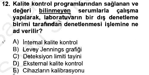 Veteriner Laboratuvar Teknikleri ve Prensipleri 2014-2015 Dönem Sonu Sınavı - 12. soru