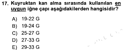 Veteriner Laboratuvar Teknikleri ve Prensipleri 2015-2016 Dönem Sonu Sınavı - 17. soru