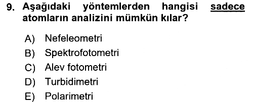 Veteriner Laboratuvar Teknikleri ve Prensipleri 2016-2017 Dönem Sonu Sınavı - 9. soru