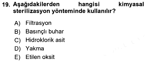 Veteriner Laboratuvar Teknikleri ve Prensipleri 2017-2018 Dönem Sonu Sınavı - 19. soru