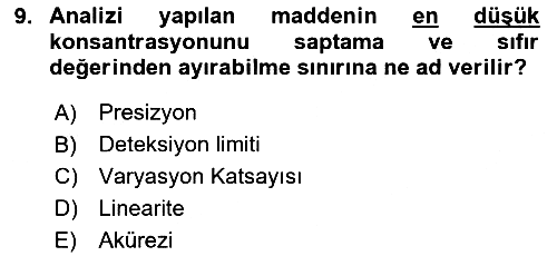 Veteriner Laboratuvar Teknikleri ve Prensipleri 2024-2025 Dönem Sonu Sınavı - 9. soru