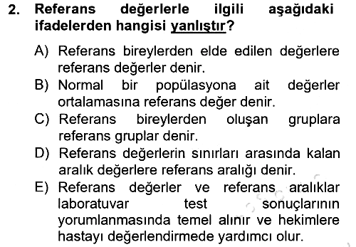 Veteriner Laboratuvar Teknikleri ve Prensipleri 2013-2014 Tek Ders Sınavı - 2. soru
