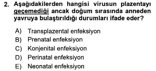 Viroloji 2017-2018 3 Ders Sınavı - 2. soru