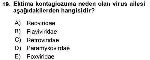 Viroloji 2017-2018 3 Ders Sınavı - 19. soru