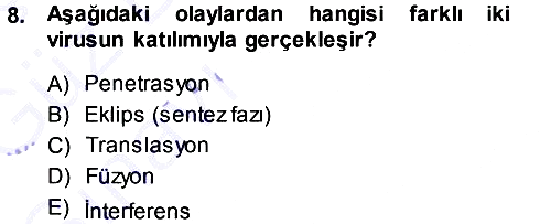 Viroloji 2013-2014 Ara Sınav - 8. soru