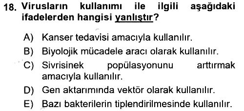 Viroloji 2016-2017 Ara Sınav - 18. soru