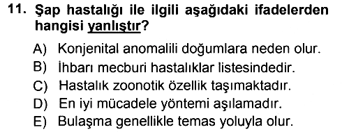 Viroloji 2012-2013 Dönem Sonu Sınavı - 11. soru