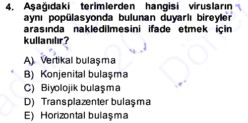 Viroloji 2013-2014 Dönem Sonu Sınavı - 4. soru