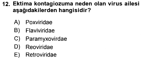 Viroloji 2015-2016 Dönem Sonu Sınavı - 12. soru