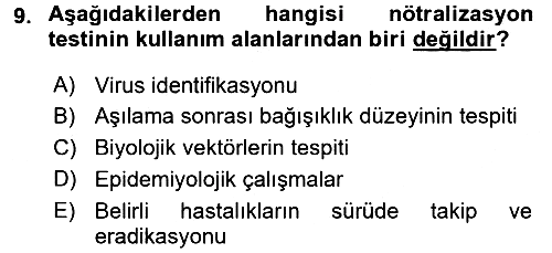 Viroloji 2016-2017 Dönem Sonu Sınavı - 9. soru