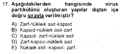 Viroloji 2012-2013 Tek Ders Sınavı - 17. soru