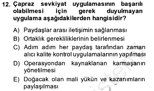 Çağdaş Lojistik Uygulamaları 2013-2014 Ara Sınav - 12. soru
