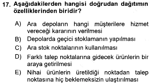 Çağdaş Lojistik Uygulamaları 2015-2016 Ara Sınav - 17. soru