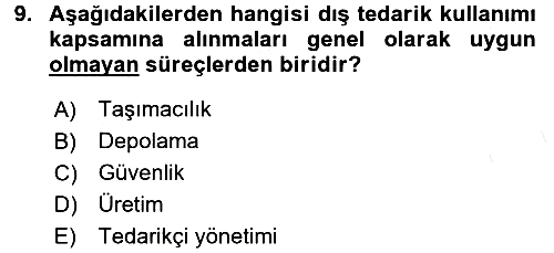 Çağdaş Lojistik Uygulamaları 2017-2018 Ara Sınav - 9. soru