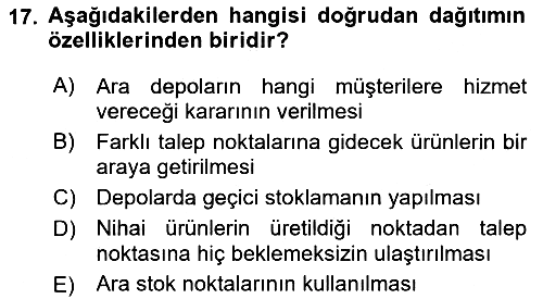 Çağdaş Lojistik Uygulamaları 2021-2022 Ara Sınav - 17. soru