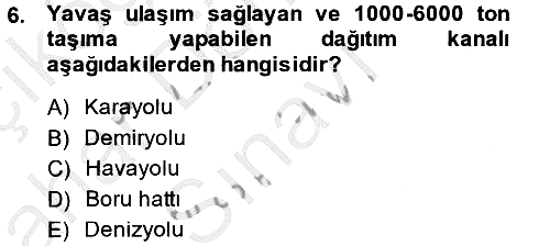 Çağdaş Lojistik Uygulamaları 2014-2015 Dönem Sonu Sınavı - 6. soru