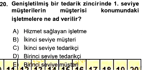 Lojistik İlkeleri 2015-2016 Ara Sınav - 20. soru