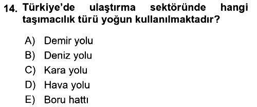 Lojistik İlkeleri 2023-2024 Ara Sınav - 14. soru
