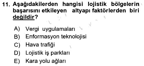Lojistik İlkeleri 2024-2025 Ara Sınav - 11. soru