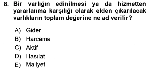 Lojistik İlkeleri 2015-2016 Dönem Sonu Sınavı - 8. soru