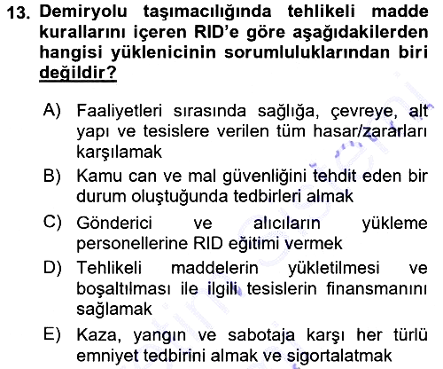 Lojistik İlkeleri 2015-2016 Dönem Sonu Sınavı - 13. soru