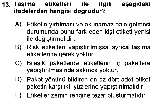 Lojistik İlkeleri 2016-2017 Dönem Sonu Sınavı - 13. soru