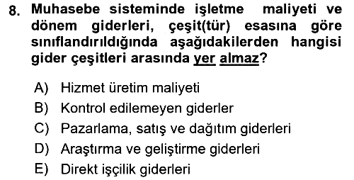 Lojistik İlkeleri 2017-2018 Dönem Sonu Sınavı - 8. soru