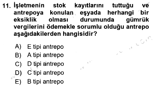Lojistik İlkeleri 2021-2022 Dönem Sonu Sınavı - 11. soru
