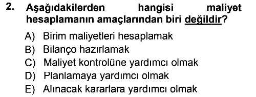 Lojistik Maliyetleri ve Raporlama 1 2013-2014 Tek Ders Sınavı - 2. soru