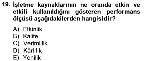 Lojistik Maliyetleri ve Raporlama 2 2013-2014 Tek Ders Sınavı - 19. soru