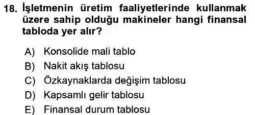 Lojistik Maliyetleri ve Raporlama 2 2015-2016 Tek Ders Sınavı - 18. soru