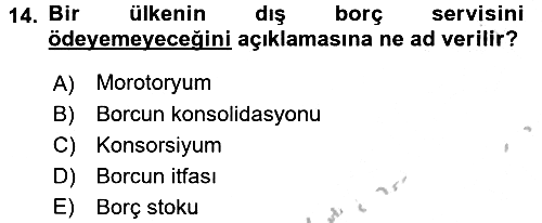 Devlet Borçları 2016-2017 3 Ders Sınavı - 14. soru