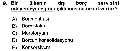 Devlet Borçları 2017-2018 3 Ders Sınavı - 9. soru