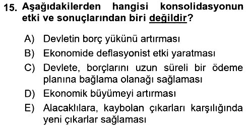 Devlet Borçları 2017-2018 3 Ders Sınavı - 15. soru