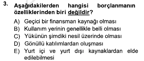 Devlet Borçları 2012-2013 Ara Sınav - 3. soru