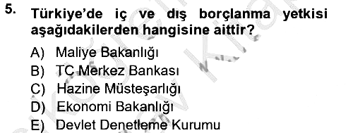 Devlet Borçları 2012-2013 Ara Sınav - 5. soru