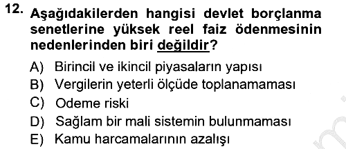 Devlet Borçları 2012-2013 Ara Sınav - 12. soru